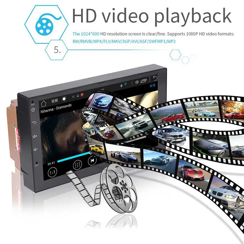 7Inch 2 Din Touch Screen 1080P Car Bluetooth MP5 Player 4 Core Android GPS Navigation Car TV FM Wifi GPS Stereo Radio MP5 Player (20)