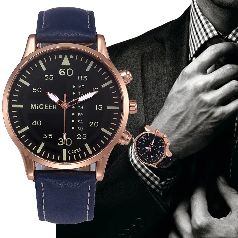 Современные модные мужские часы Ретро дизайн кожаный ремешок аналог, кварцевый сплав наручные часы Роскошные повседневные деловые