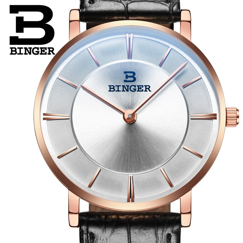 ФОТО 2017 BINGER Brand Men's Fashion Casual Sport Watches Men Waterproof Leather Quartz Watch Man military Clock Relogio Masculino
