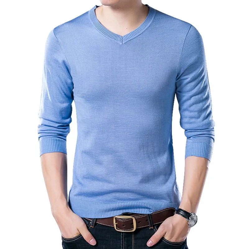 Laamei свитер для мужчин s Повседневный пуловер с v-образным вырезом Мужская Осенняя тонкая рубашка с длинными рукавами мужские свитера трикотажные кашемировые шерстяные Pull Homme - Цвет: color 9