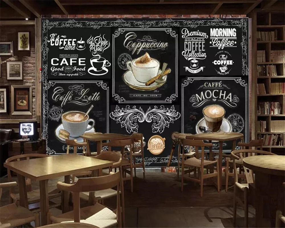 Beibehang пользовательские обои европейский и американский стиль ретро ручная роспись Доска кофе питание фон 3d обои