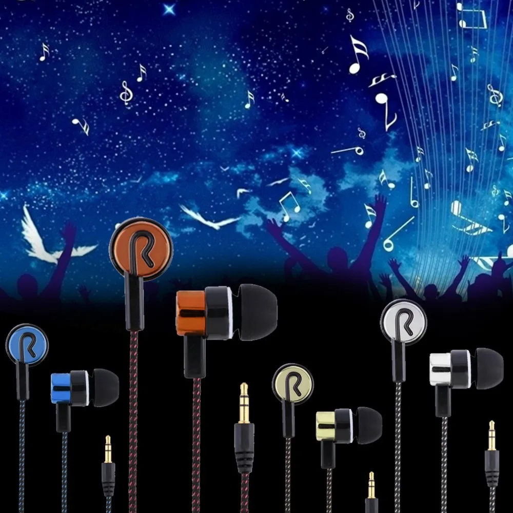 

Metal Earphones Jack Standard Noise Isolating Reflective Fiber Cloth Line 3.5mm Stereo In-ear Earphone Earbuds