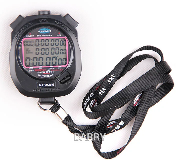 

SEWEAN Stopwatch SW8-3100 Digital Chronograph 1/100 second Sports stop watch Counter timer 3 row 100 memories Lap split