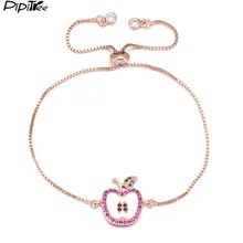 Pipitree Рождественская фруктовая серия здоровая медь яблоко Шарм браслет Ювелирное Украшение с фианитом регулируемые цепи браслеты для женщин девушек