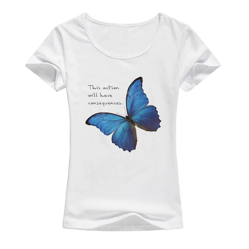 

Life Is Strange Butterflies Print T-shirt Women Summer Elastic Model Short Sleeve O-neck Harajuku T Shirt Cartoon Tops Tees