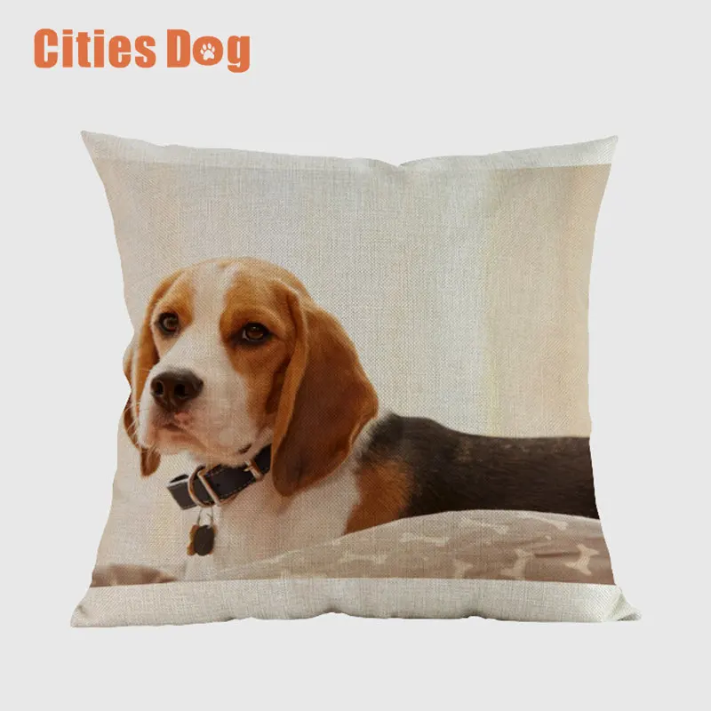 

Lovely Animal dog Cushion Cover Creative Beagle Dogs Pillowcase For Livingroom 43x43cm 1pcs Pillows cover Almofadas Cojines