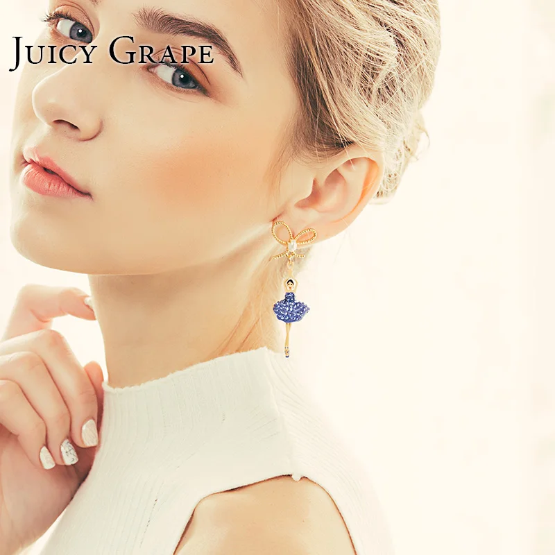 

Juicy Grape Korean Earrings stud hand painted enamel ballet rhinestone earring women earring girl gift earrings stud hot sale