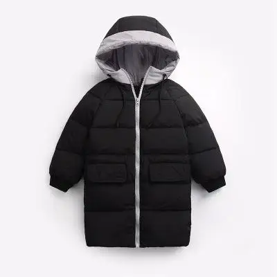 Детские пуховики пальто с подкладкой из 80% утиного пуха для девочек Теплый Детский пуховик утолщенный пуховик для мальчиков, верхняя одежда - Цвет: black