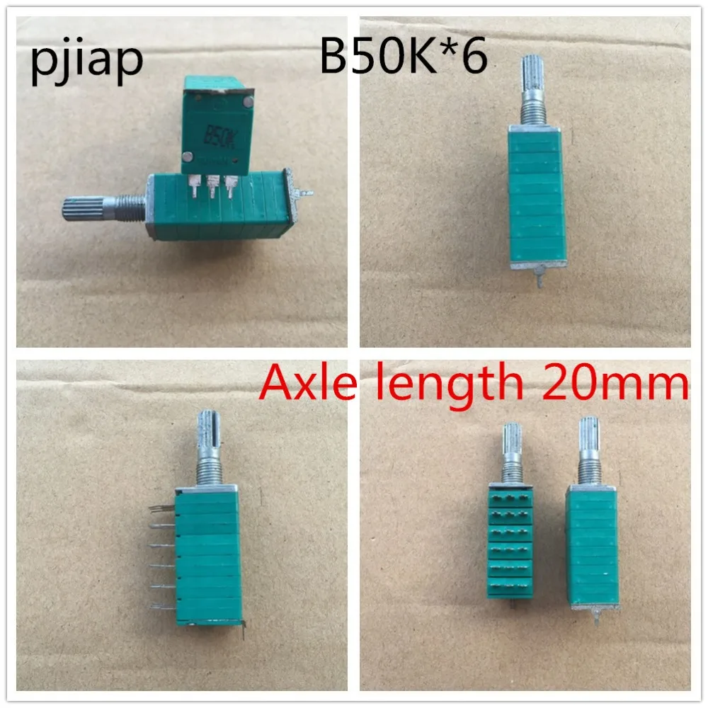 

5pcs/lot 12 type precision potentiometer 6 joint B50KX6 handle length 20MM sound computer speaker volume B50K*6