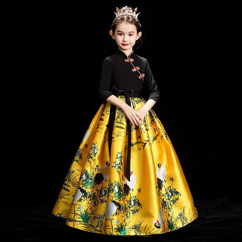 Otoño Invierno Noble niños niñas estilo chino tradicional fiesta de noche modelo de rendimiento vestido de los niños adolescentes vestido de baile de graduación - 4