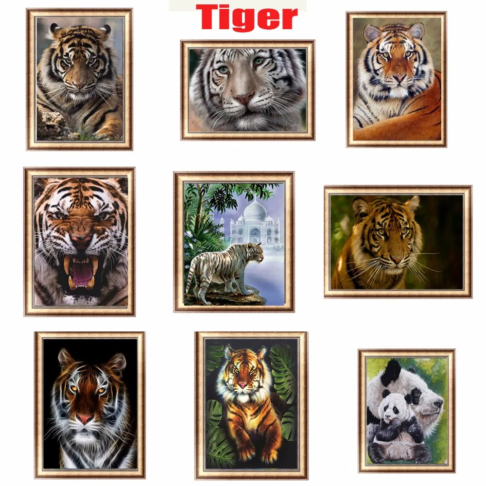 

Full Square Diamond Embroidery Sale Picture Of Rhinestone Diamond Painting Animal Lion Tiger 5D DIY Mosaic Gift Home Wedding