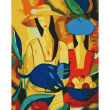 Абстрактная шляпа woman.40x50cm, живопись по номерам, сделай сам, настенное искусство, украшение гостиной, пейзаж, фигура, животное, цветок, мультфильм