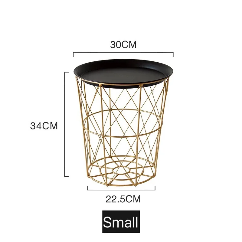 Golden Storage Basket With Cover Black Small Tea Round Table Metal Storage End Modern Living Room Round Coffee Table Golden Storage Basket With Cover Black Small Tea Round Table Metal Storage End Modern Living Room Round Coffee Table