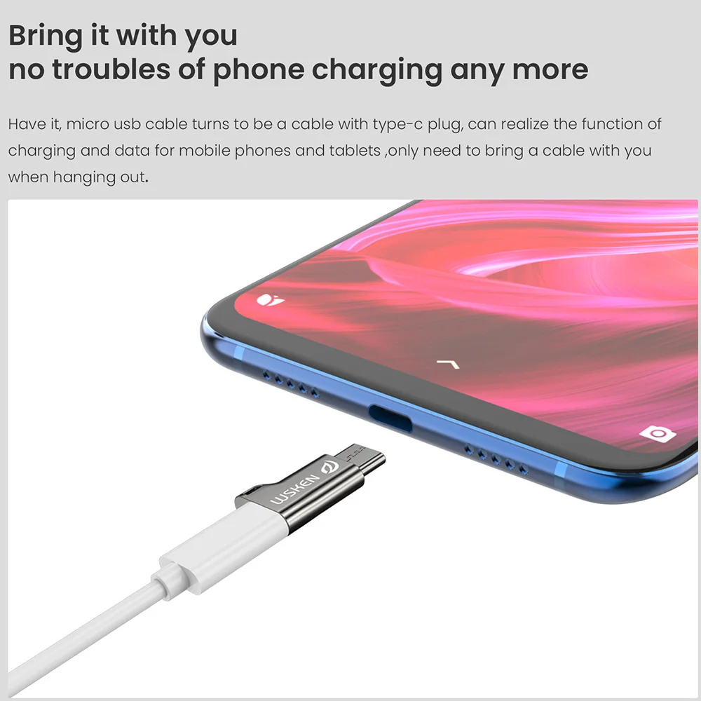 Wsken Micro USB для type C адаптер для USB C конвертер type-C Conneter Phone Для samsung Xiaomi Note 10 S10 Plus 9 8