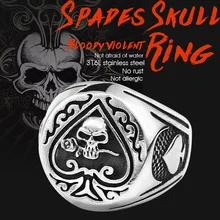 BEIER drop shipping skull bite rose poker design ring stainless steel Gothic personality men Punk rock jewelry Gift BR8-603