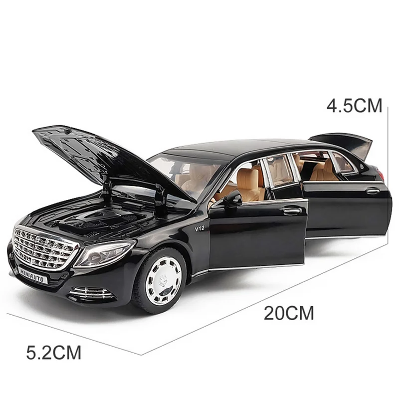 KIDAMI 1:32 литая под давлением модель Maybach S600 пикап игрушки для детей звуковой светильник MINIAUTO модель автомобиля коллекция подарок - Цвет: Black