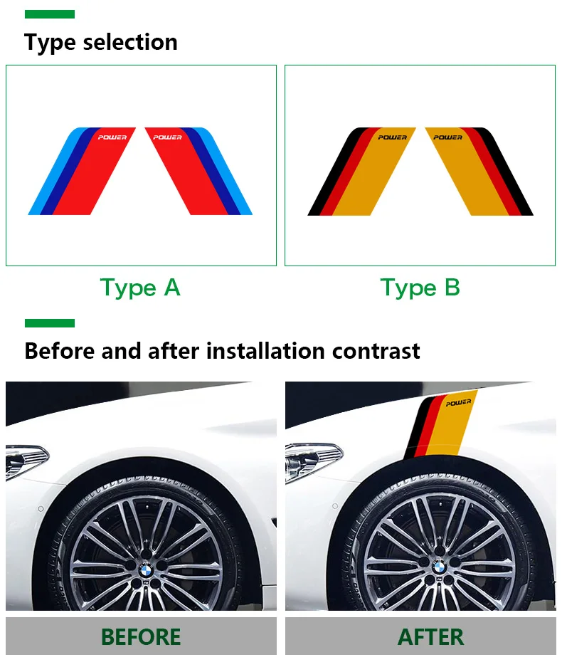 Airspeed Car Stickers M Performance Auto Sticker Side Fender decal Accessories for BMW E46 F30 E90 E60 F20 F10 E36 E39 E87 E70   (2)
