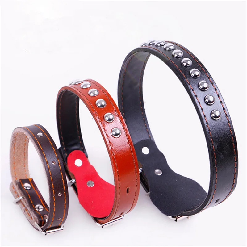 Cool Rivets Studded Best Genuine Leather Pet Dog Collars For Small