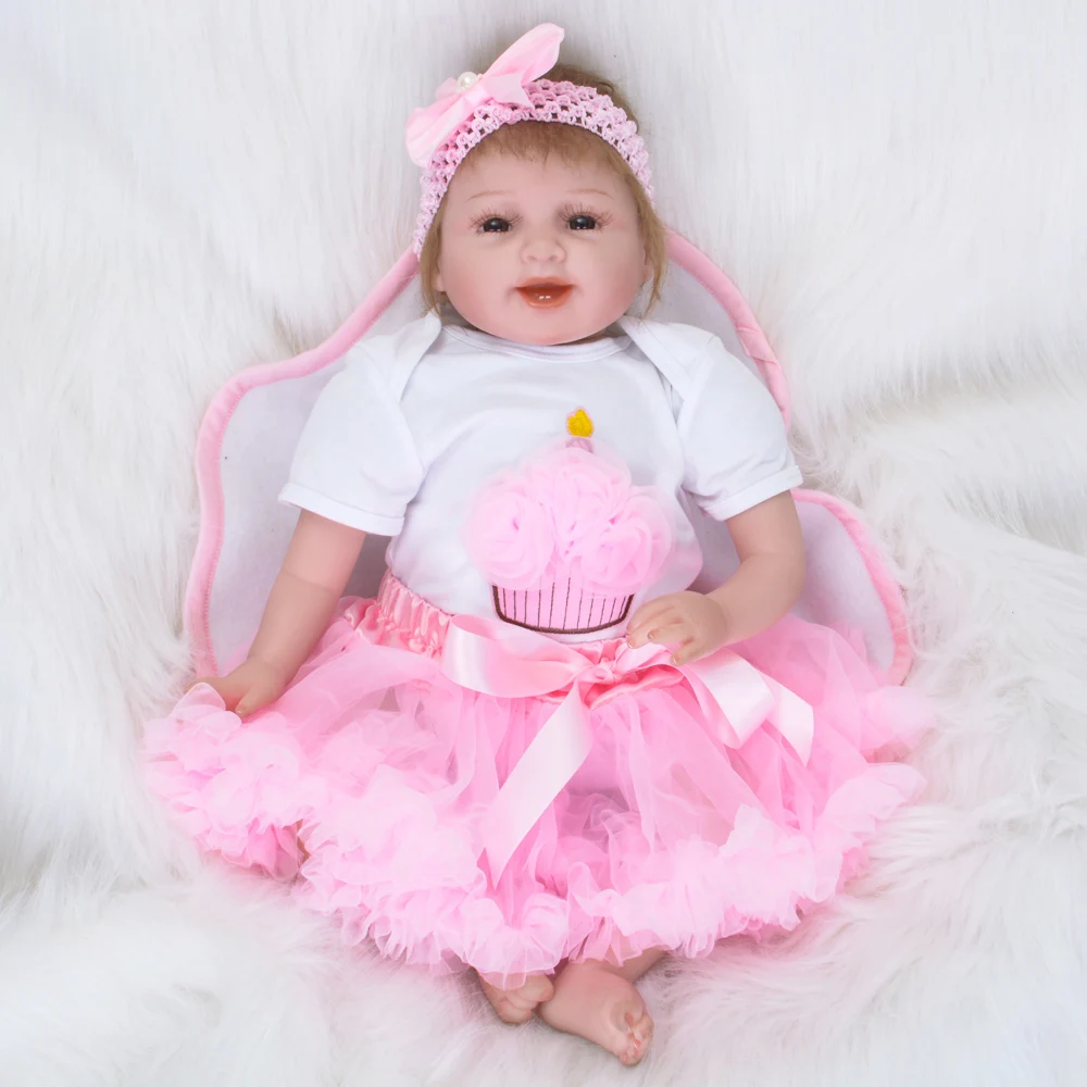 22 дюйма Кукла Reborn Baby Doll для девочек 55 см реалистичный Мягкий силикон живой детей