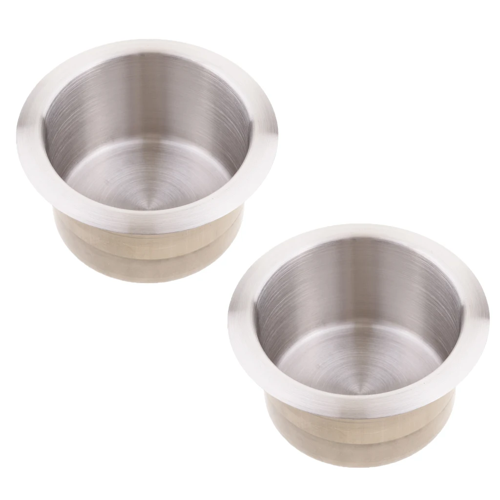 2pcs Stainless Steel Recessed Cup Drink Holder For Marine Boat RV Camper 85x55mm