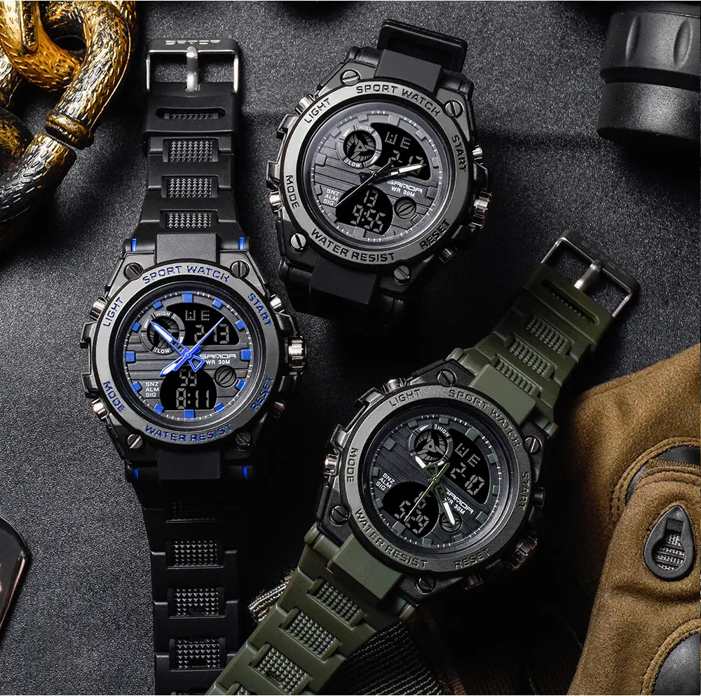 SANDA профессиональные военные мужские спортивные часы цифровой светодиодный армейские часы, работающие под водой часы мужские модные повседневные электронные наручные часы Relojes