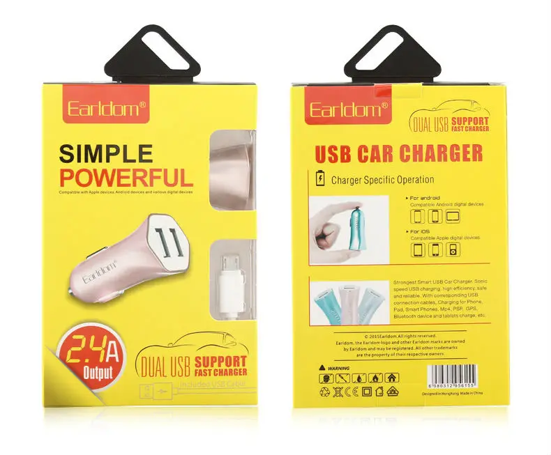 D11 Earldom Car-Charger Fast Dual USB Car charger PowerDrive 3.4A Cigarette Lighter Adapter Car charger for iPhone huawei xiaomi HTC