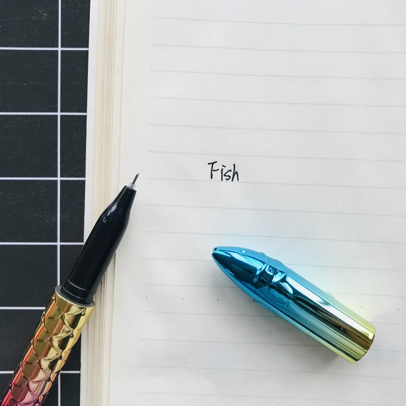 1х Блестящий градиентный цвет русалка рыбий гель ручка письменная ручка студенческий канцелярский школьный офисный поставка 0,5 мм черные чернила