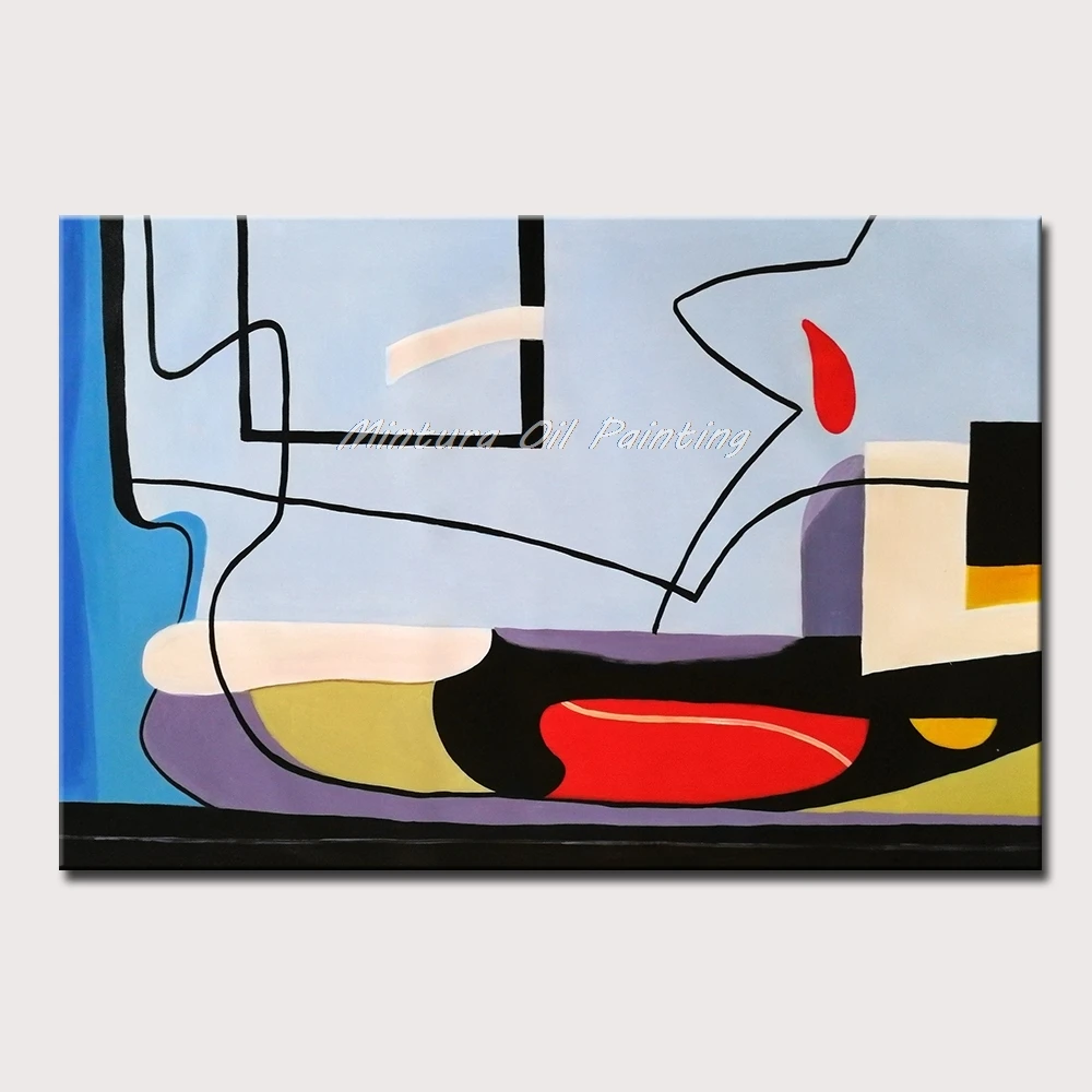 

Mintura Handpainted Oil Paintings on Canvas,Abstract Lineism Wall Picture for Living Room,Home Decoration Hotel Decor No Framed