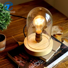 Винтажный стиль Стеклянный Абажур Настольная лампа из каучука и дерева настольная лампа книжный светильник из твердой древесины edison настольная лампа