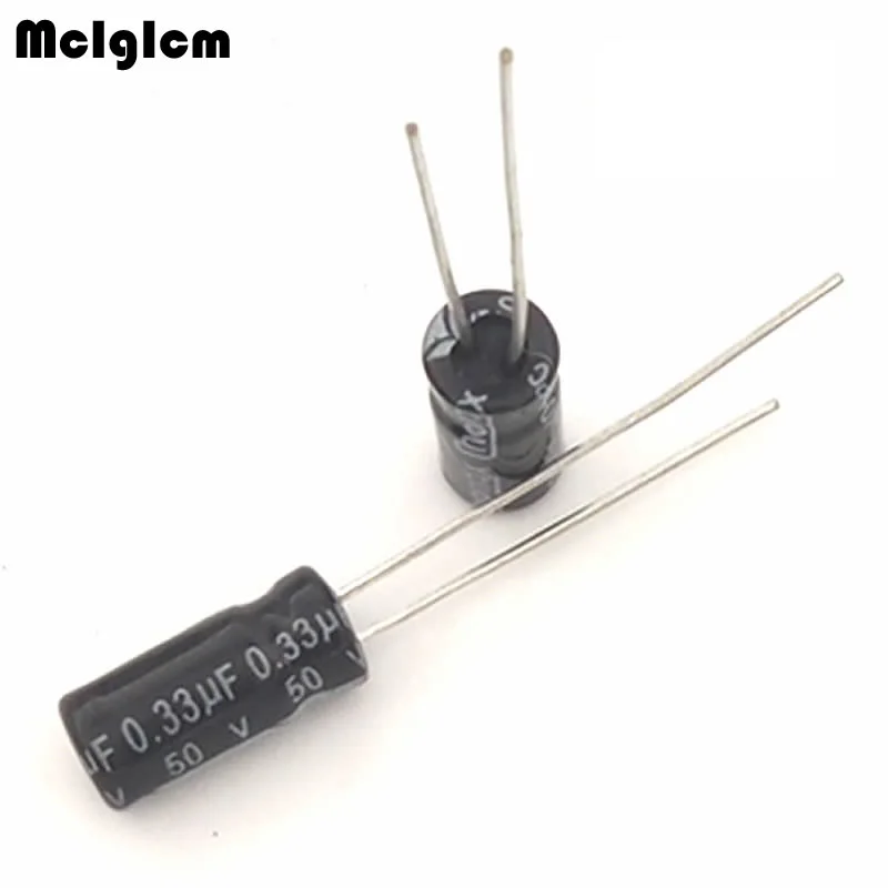 MCIGICM 50 шт. алюминиевый электролитический конденсатор 0,33 мкФ 50 в 5*11 электролитический конденсатор