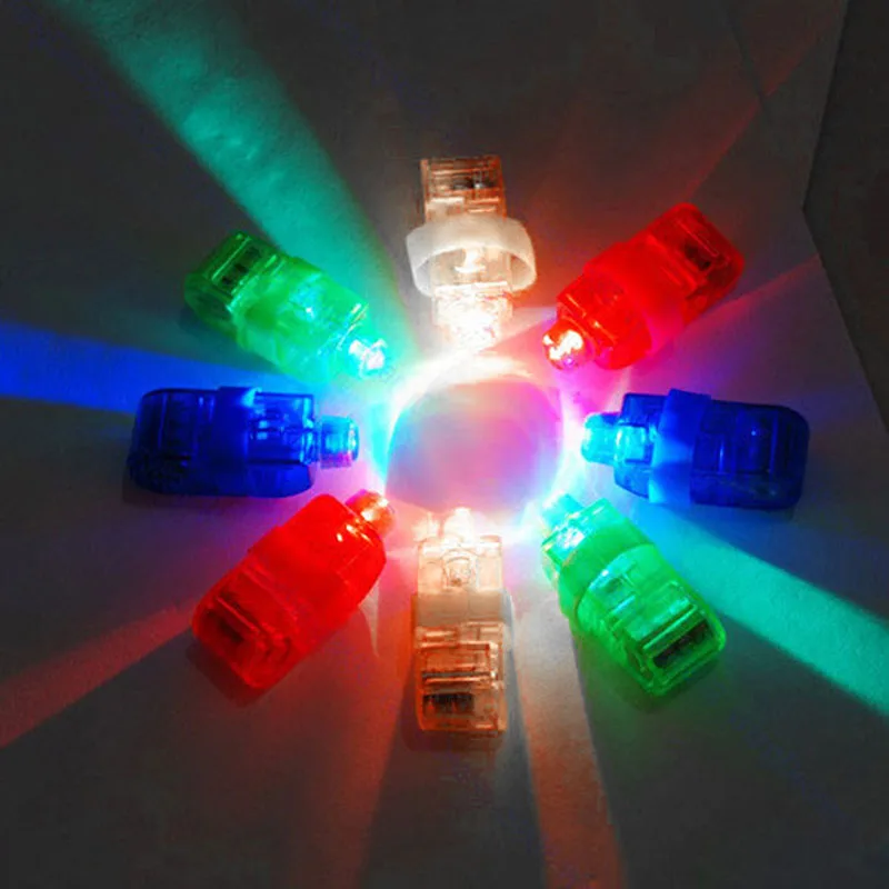 Hot Selling 8 Color LED Laser Finger Ring Lights Dazzle Colour Emitting  Lamps Birthday Wedding Party Decor Glowing Kids Toys