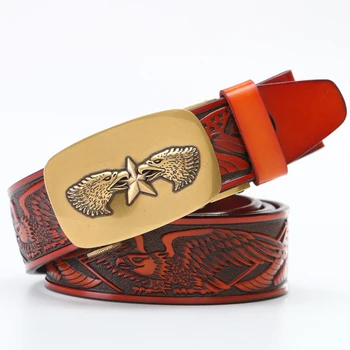 

Drop Shipping New Arrival High Quality Vintage Men Ratchet Belts Fashion Genuine Leather Strap Designer Men Waist Belts Cowskin