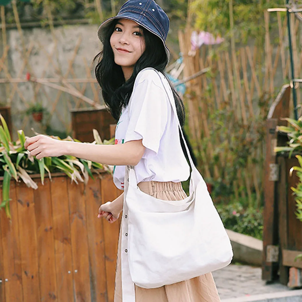 

Women Solid Elegant Shoulder Bag Fashion Girls Solid Color Canvas Art Versatile Fresh Shoulder Bags Messenger Bag Bolsa Feminina