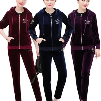 

Tracksuit Women 2019 Set 2 Piece Clothing Set:coat+pants Elastic Velvet Conjunto Plus Size XL~5XL Sportsuits Lady Tracksuits