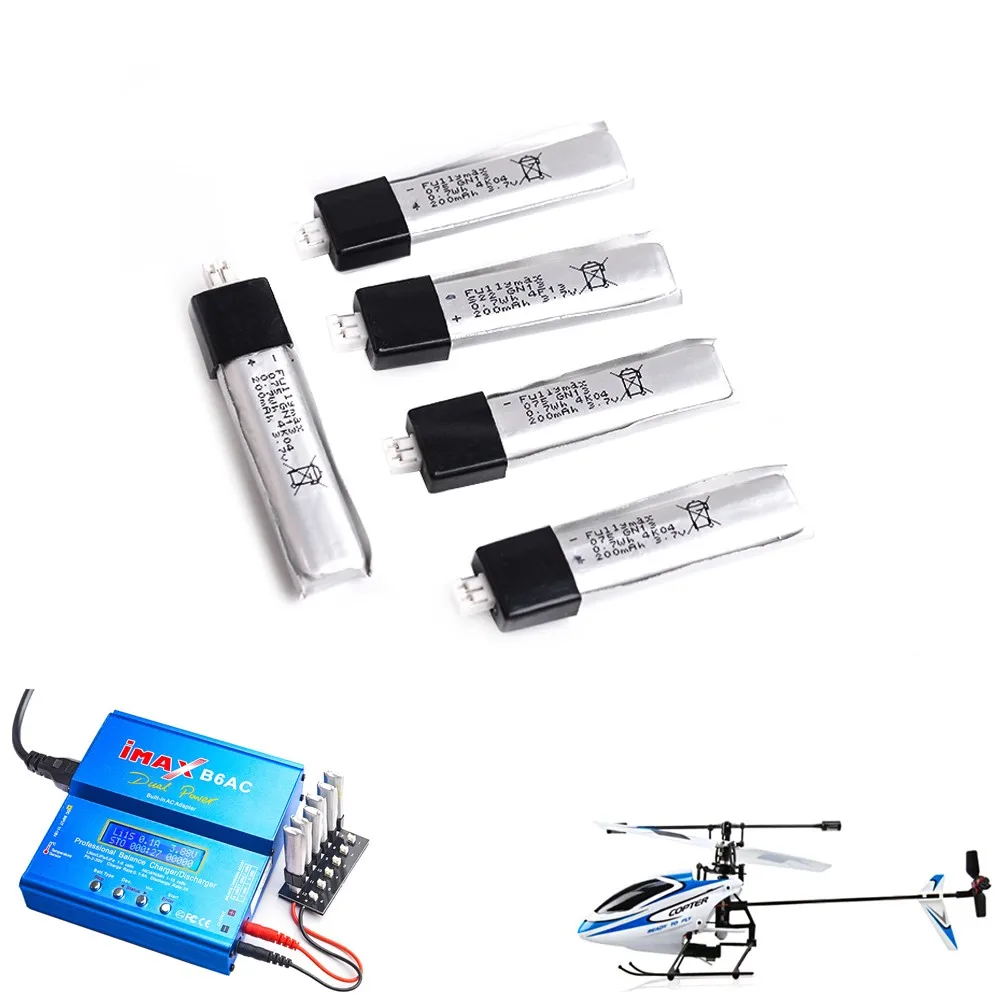 5 шт./лот Rc Li-Po Липо Батарея 3 7 V 200mAh Новый плагин 1 25 мм для WLtoys V911 V911-1 V911-2 F929 F939 RC