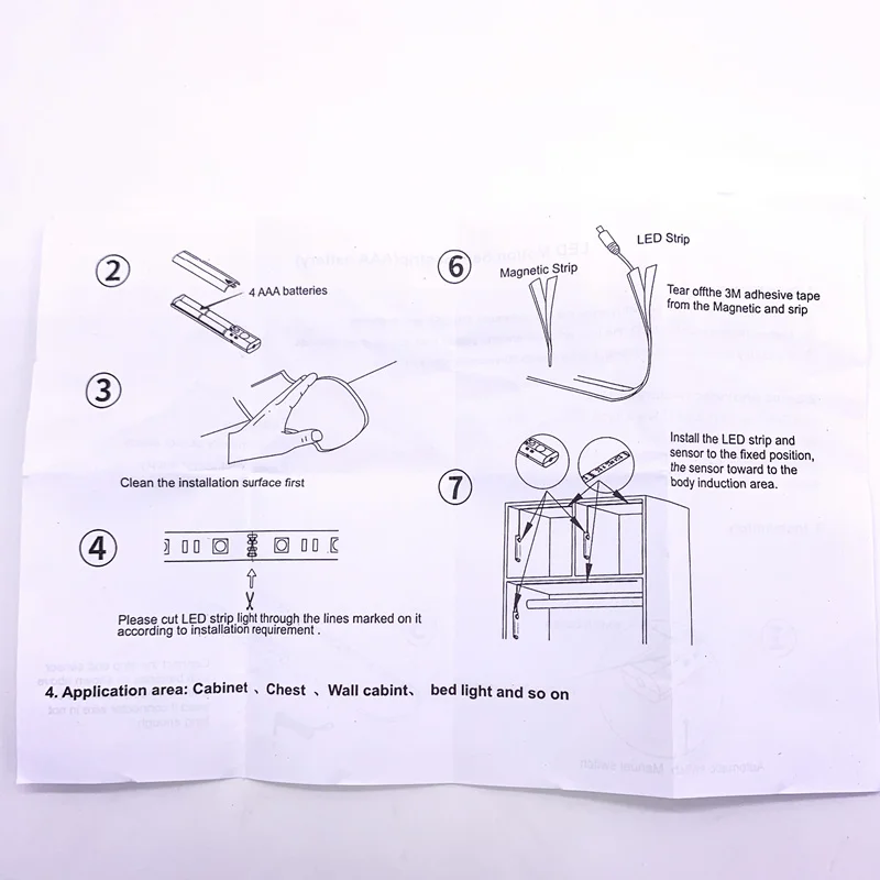 PIR датчик движения, светодиодный ночник для шкафа, 4AAA батарея, гибкая светодиодная лента, лампа для шкафа, лестницы, Hallwa lamparas