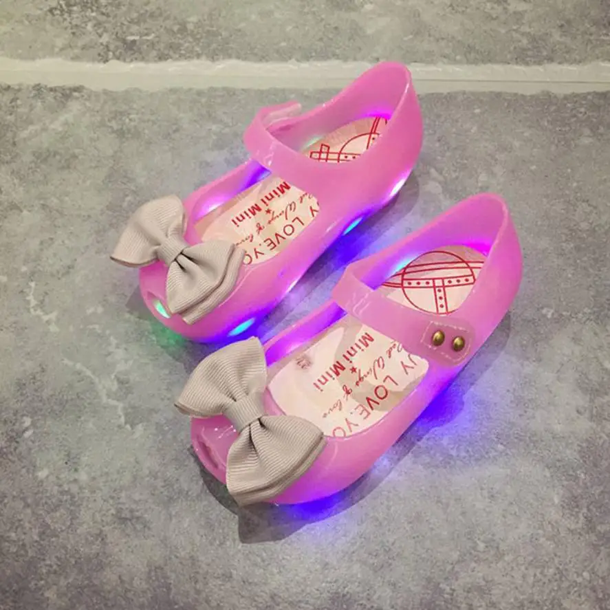 2017 Cute shiny Toddler Baby Kids Luminous Jelly sandals Lighted Soft
