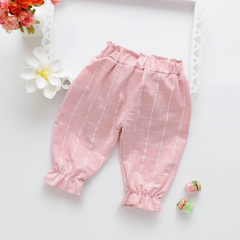 Chivry Baby Gilrs Summer Thin Plaid Dot Pants Toddler Infant Kids Boys Girls Anti-Mosquito Pants Cropped Trousers Child Clothing - Color: Style 5