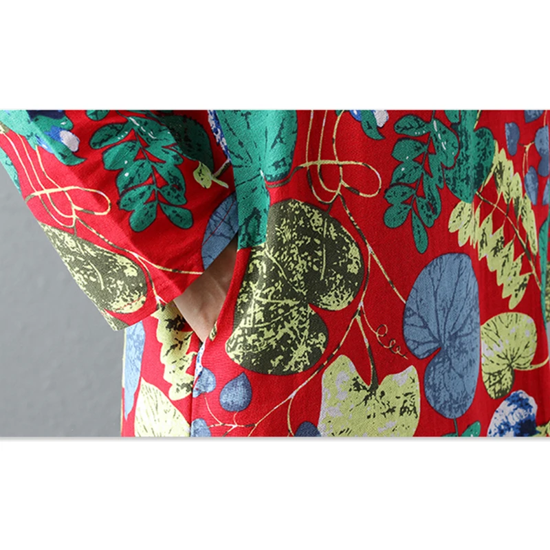 Spring Cotton Linen Print Women dress Ladies Long sleeve Casual Autumn Dresses vestidos vintage Plus size Women clothing SS257