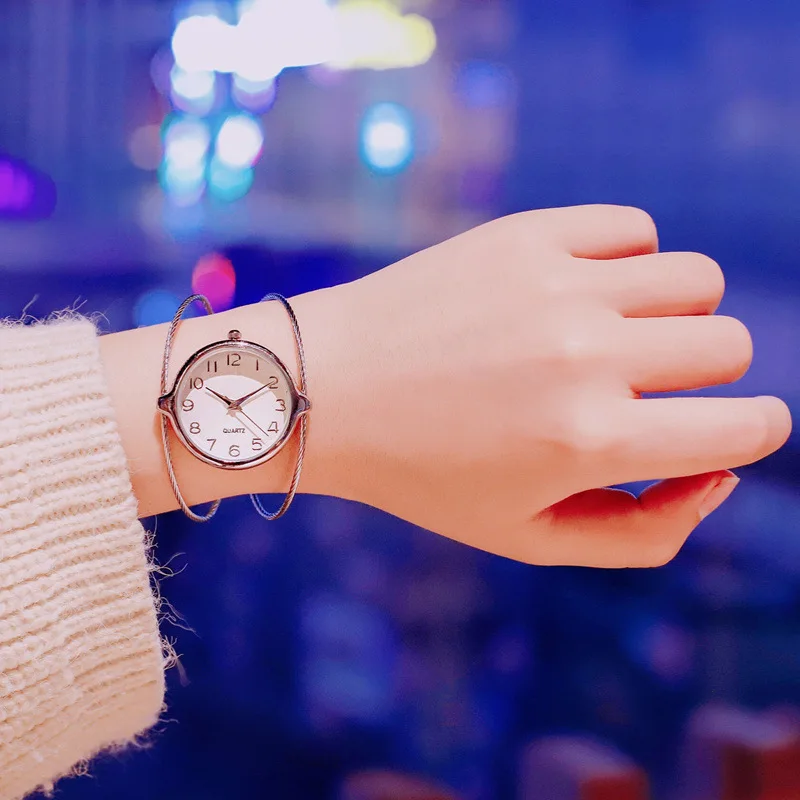 Серебряный браслет женские часы Элегантные Женские кварцевые наручные часы модные повседневные роскошные женские золотые часы Прямая