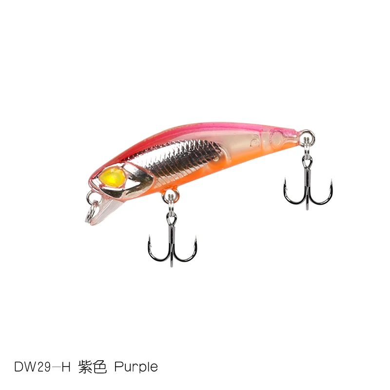 TSURINOYA Мини Minnow жесткая рыболовная приманка DW29 42 мм 3,2 г глубина погружения 0,3-0,6 м верхняя водная искусственная приманка с черными никелевыми крючками - Цвет: DW29-H