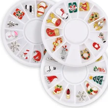 1 коробка Рождественские украшения ногтей сплав Шпильки Санта Клаус Снеговик носки с колокольчиками подарок 3d Маникюр УФ гель лак Ювелирные изделия Подвески Новинка