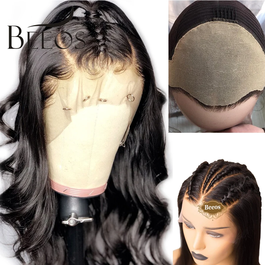 

Beeos Body Wave Fake Scalp Cap Wig 13x6 Deep Part Lace Front Human Hair Wigs for Black Women Brazilian Remy PrePlucked Baby Hair