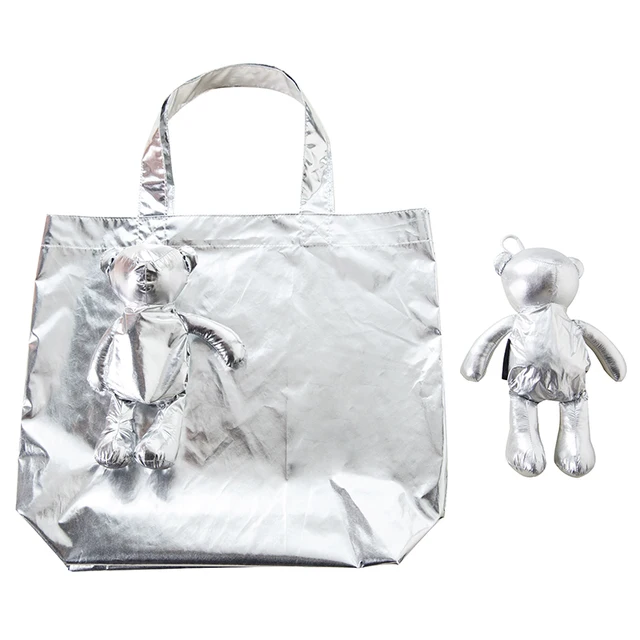 ECO Silver Coated Bear Cotton filling Waterproof Tote Reusable grocery Pouch Shopping Bag 2