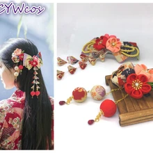 Ручной работы классический японский Stlye цветок головной убор сакуры клип кимоно Haripin аксессуары для волос юката кисточки головной убор