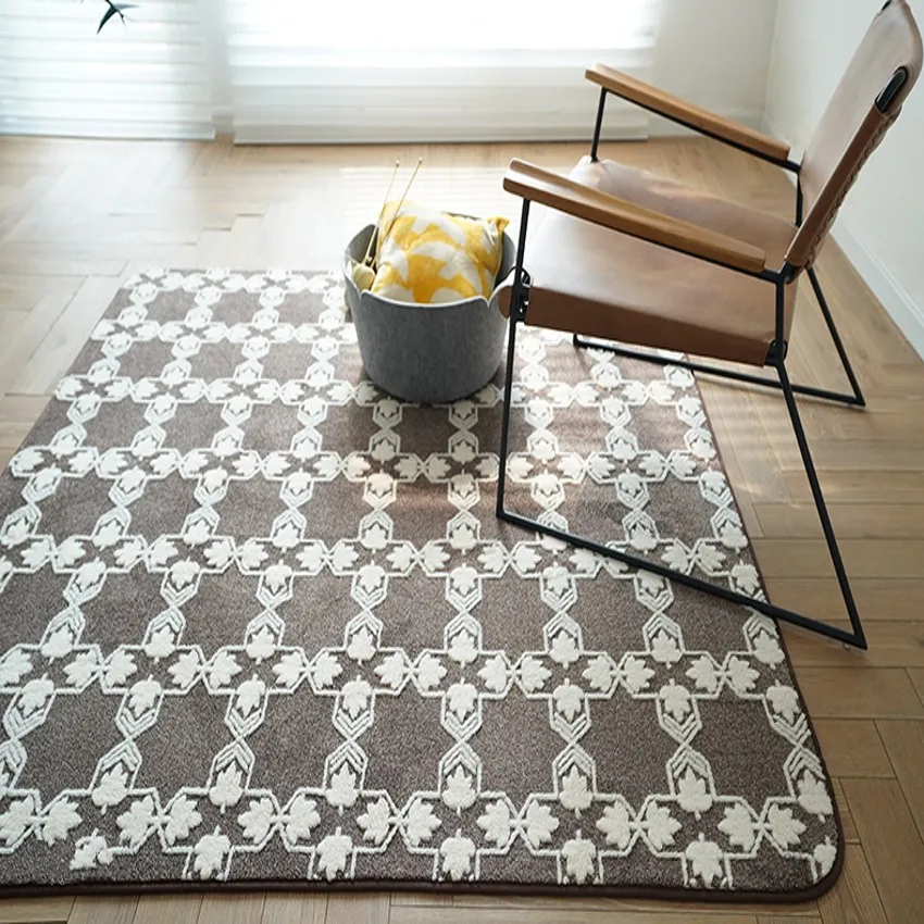 Скандинавский стиль бежевый коврик с геометрическим орнаментом, большой размер гостиной ковер, пасторальное украшение дома прикроватный коврик, мат «татами»