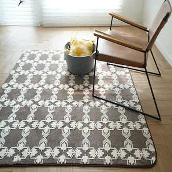 

Nordic style big size all match beige color geometric area rug Pastoral home decoration bedside carpet, tatami mat