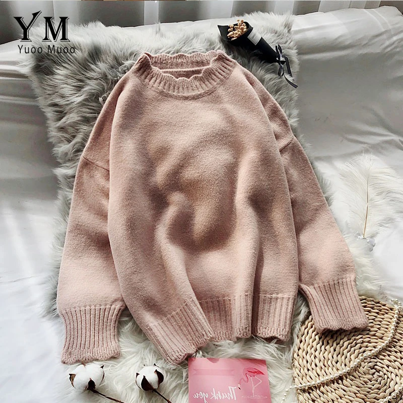 

YuooMuoo Good Quality Thick Winter Sweater Women 2019 New Long Sleeve Pink Sweater Pullover Women Streetwear Knitwear Jumper Top