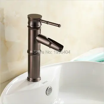 

High Level Oil Rubber Bronze Finish Bamboo Shape Basin Mixer Tap Deck Mounted Black Sink Faucet Crane 9035O