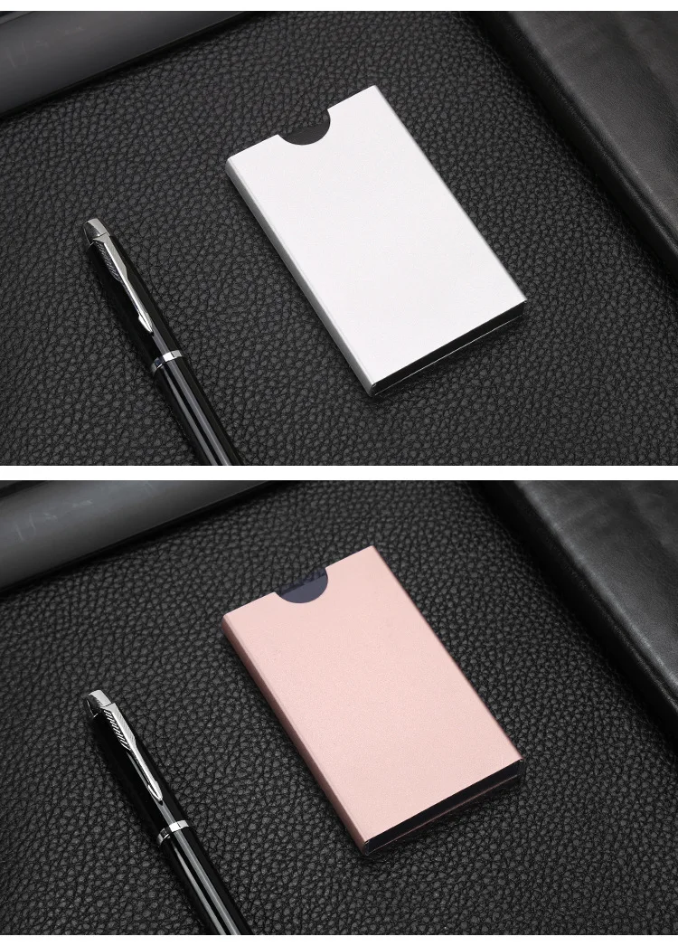 Для мужчин алюминиевый кошелёк с задним карманом ID держатель для Карт RFID Блокировка мини-тонкий металлический кошелек Кредитная карта